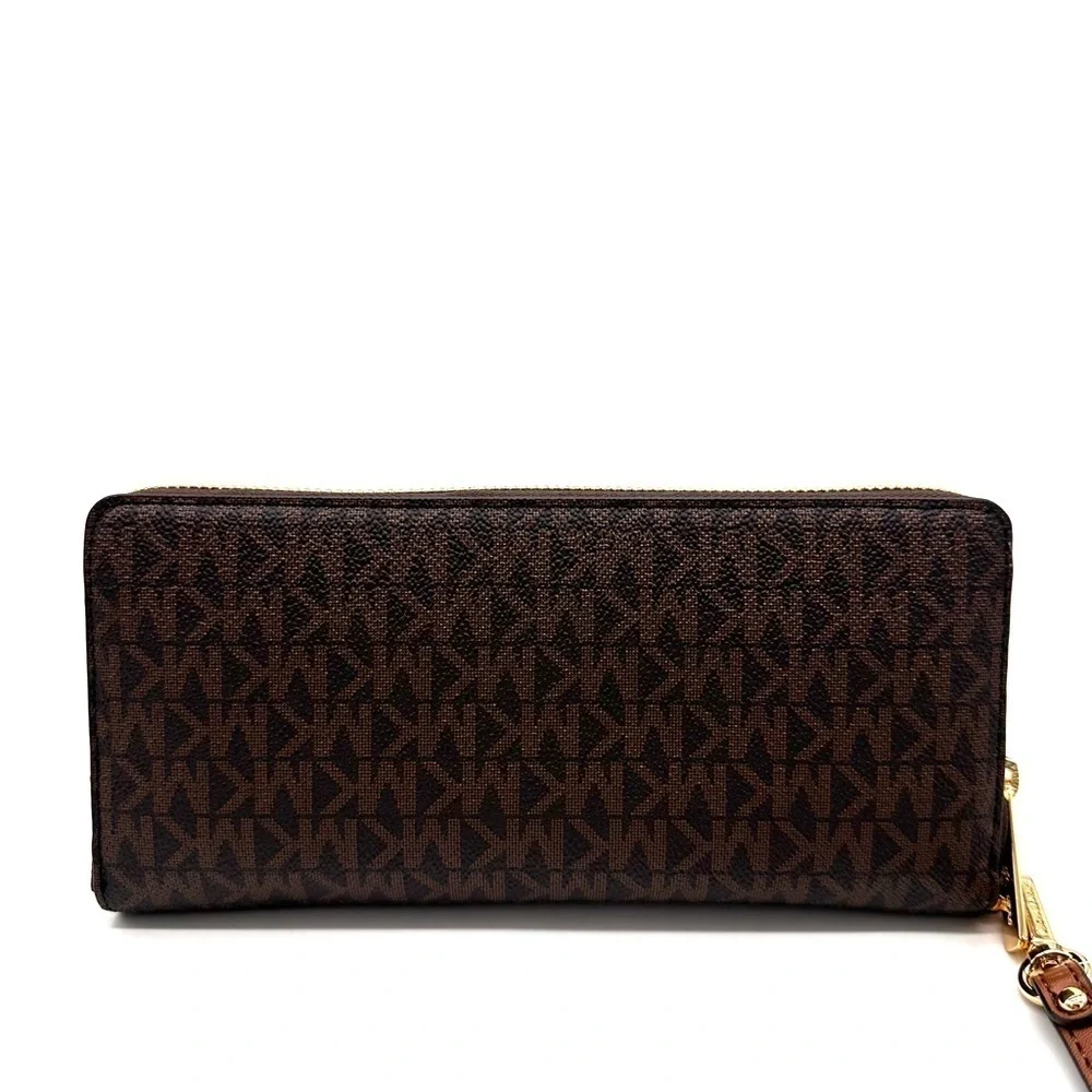 Michael Kors Large Continental Wallet Wristlet Leather Brown